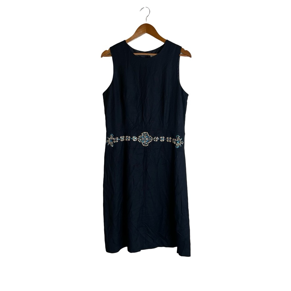Jessica Howard black linen blend embellished dress